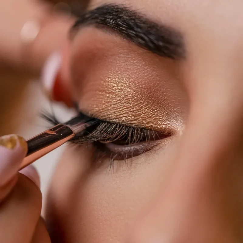 Close-up of eye makeup being applied by professional Shrewsbury makeup artist