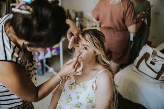 Bridal makeup in progress by Tan, Mi-Time Beauty, Shropshire wedding